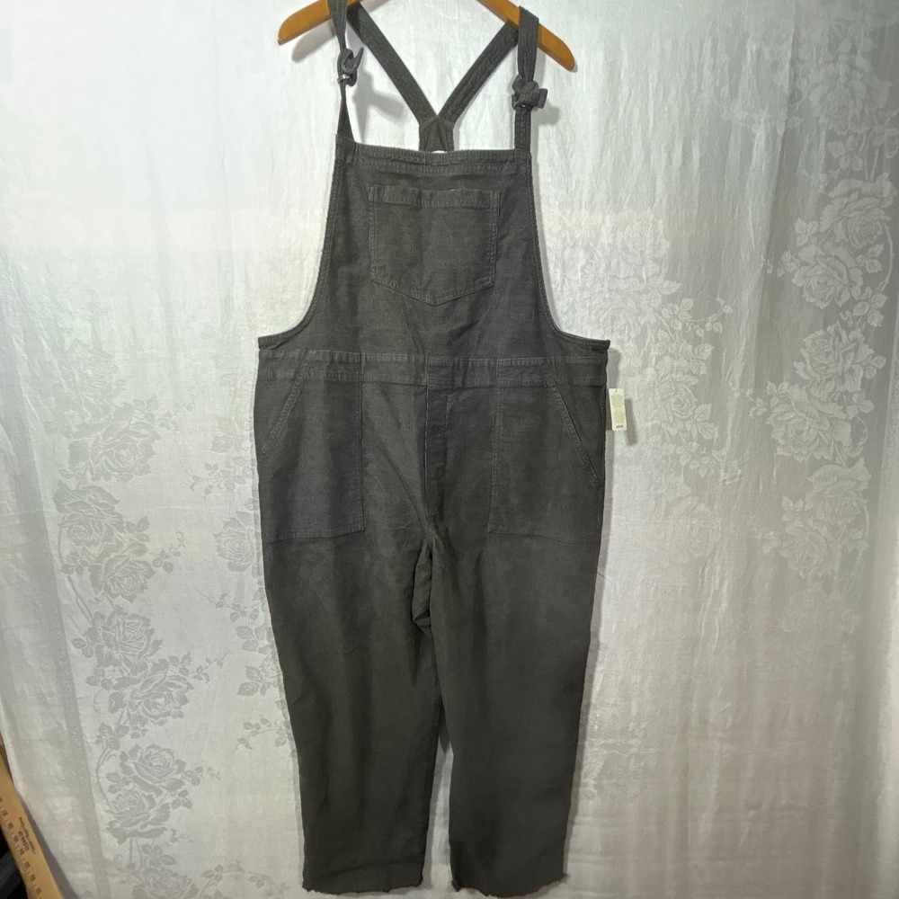 Aerie Overalls XXL Gray Corduroy NEW Frayed Hem